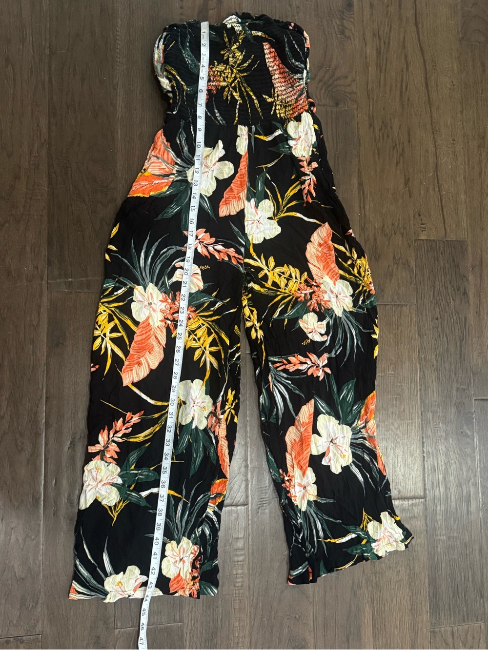 Patrons of Peace Black Tropical Strapless Wide-Leg Jumpsuit - Picture 8 of 9